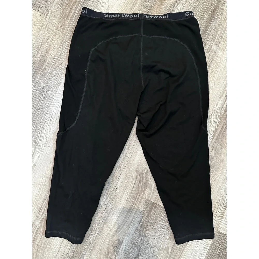 Smartwool Mens XXL Black 100% Merino Wool 3/4 Base Layer Pants 23